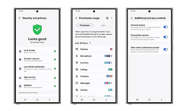 Samsung Galaxy'nin Güvenlik ve Gizlilik Panosu sayesinde kişisel verilerin kontrolü tamamen kullanıcının elinde