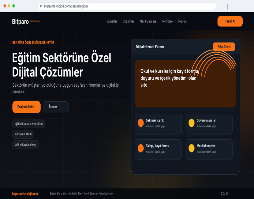bitparoteknoloji.com: Eğitim Kurumları İçin Web Sitesi Kayıt Sürecini Kolaylaştırıyor